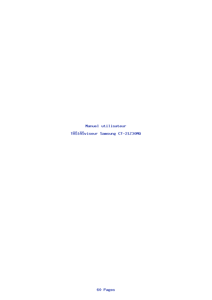 Page 1 de la notice Manuel utilisateur Samsung CT-21Z30MQ