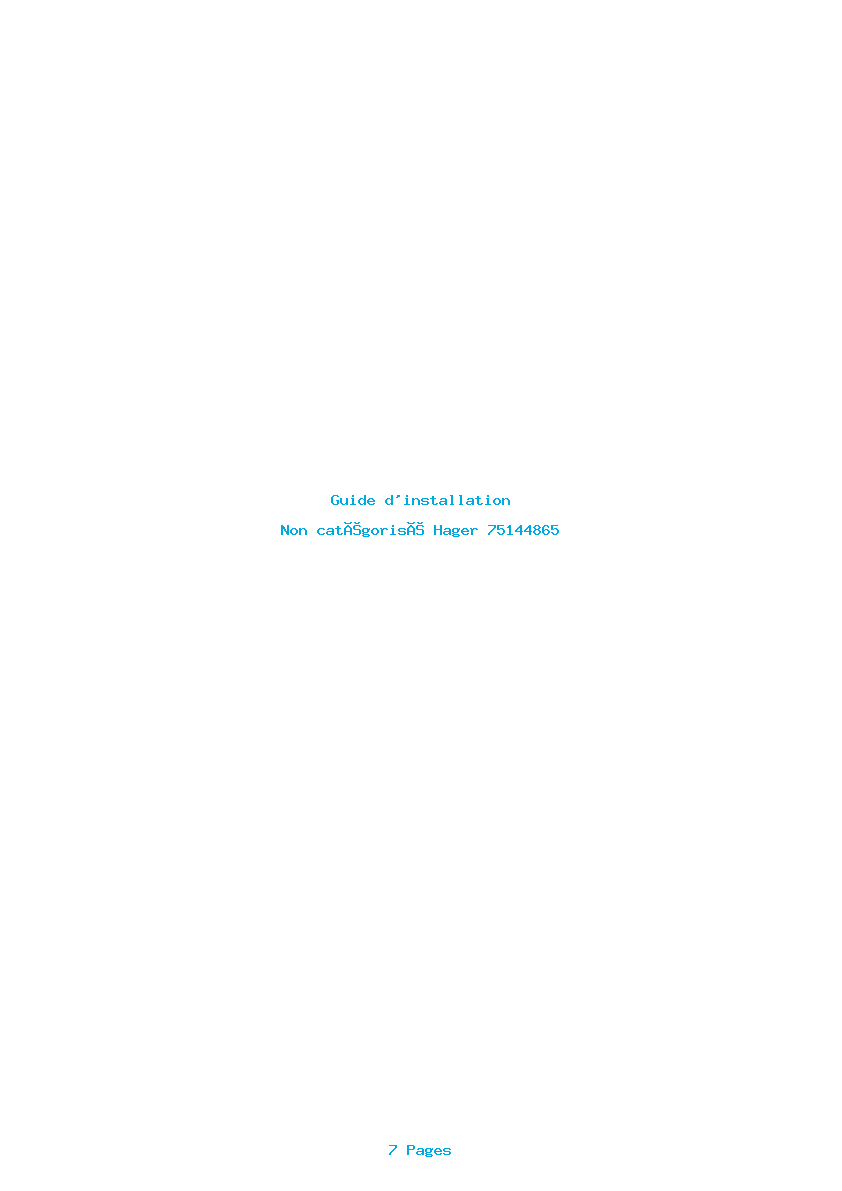 Page 1 de la notice Guide d'installation Hager 75144865