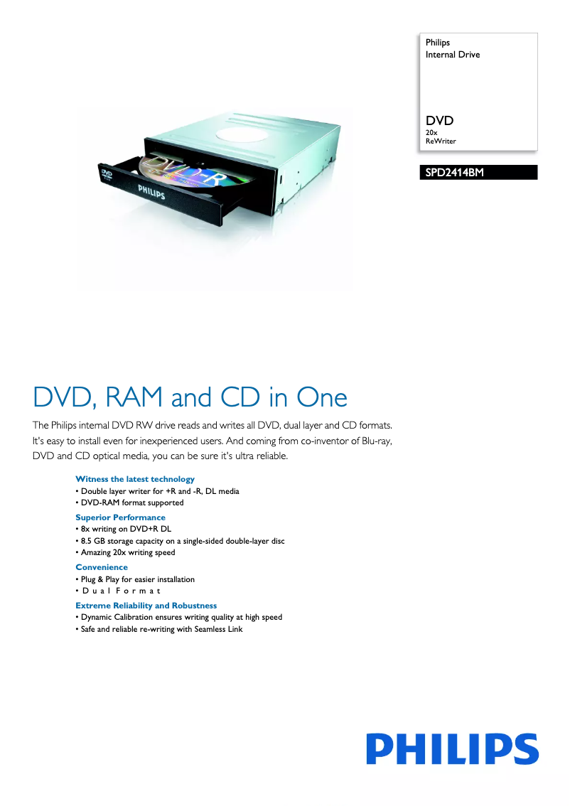 Page 1 de la notice Brochure Philips SPD2414BM