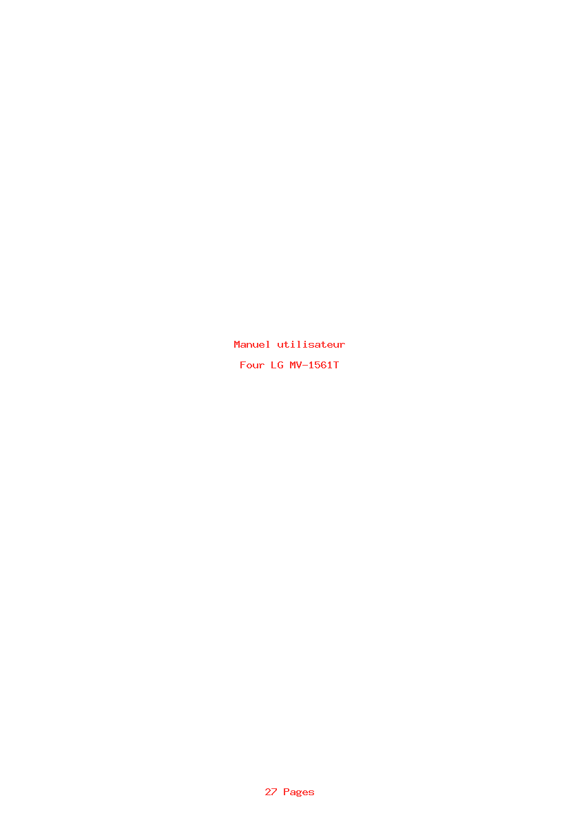 Page 1 de la notice Manuel utilisateur LG MV-1561T