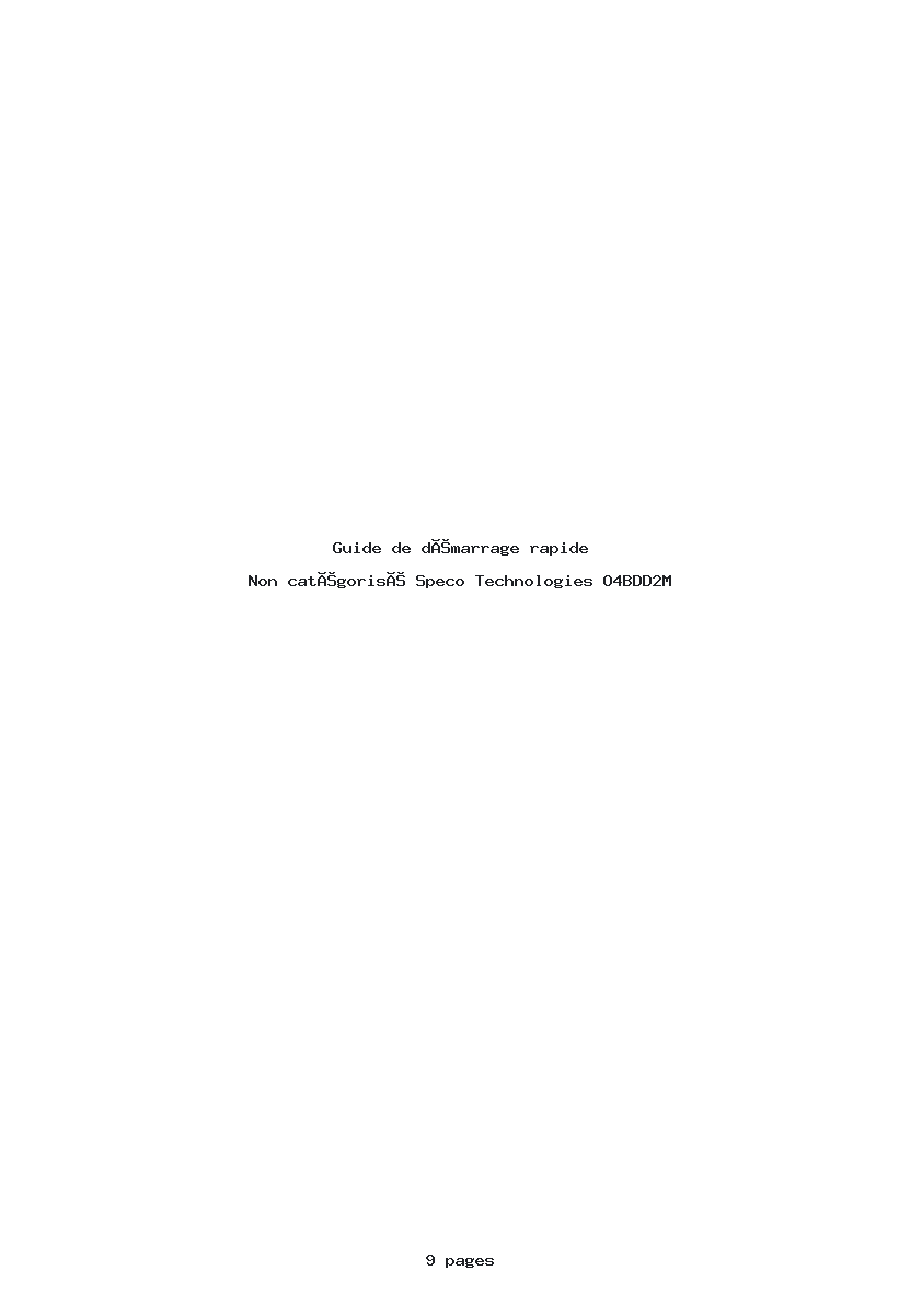 Page 1 de la notice Guide de démarrage rapide Speco Technologies O4BDD2M