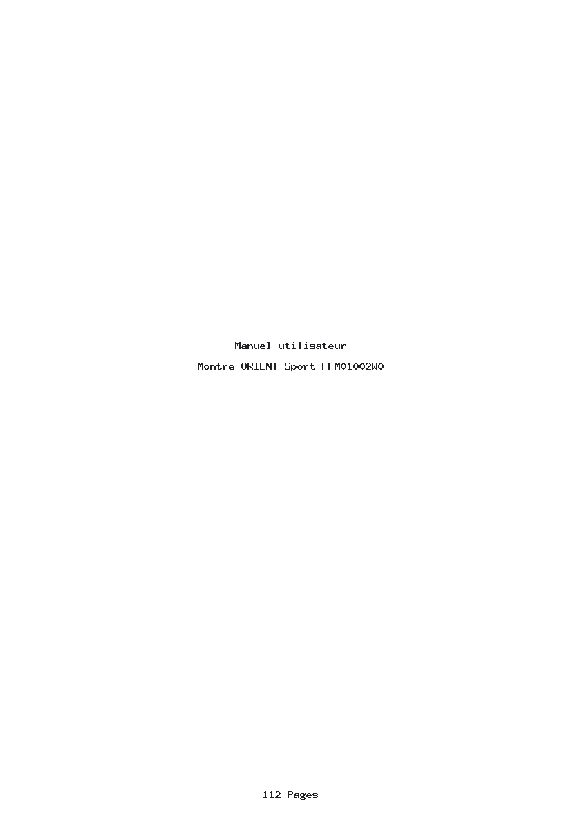 Page 1 de la notice Manuel utilisateur ORIENT Sport FFM01002W0