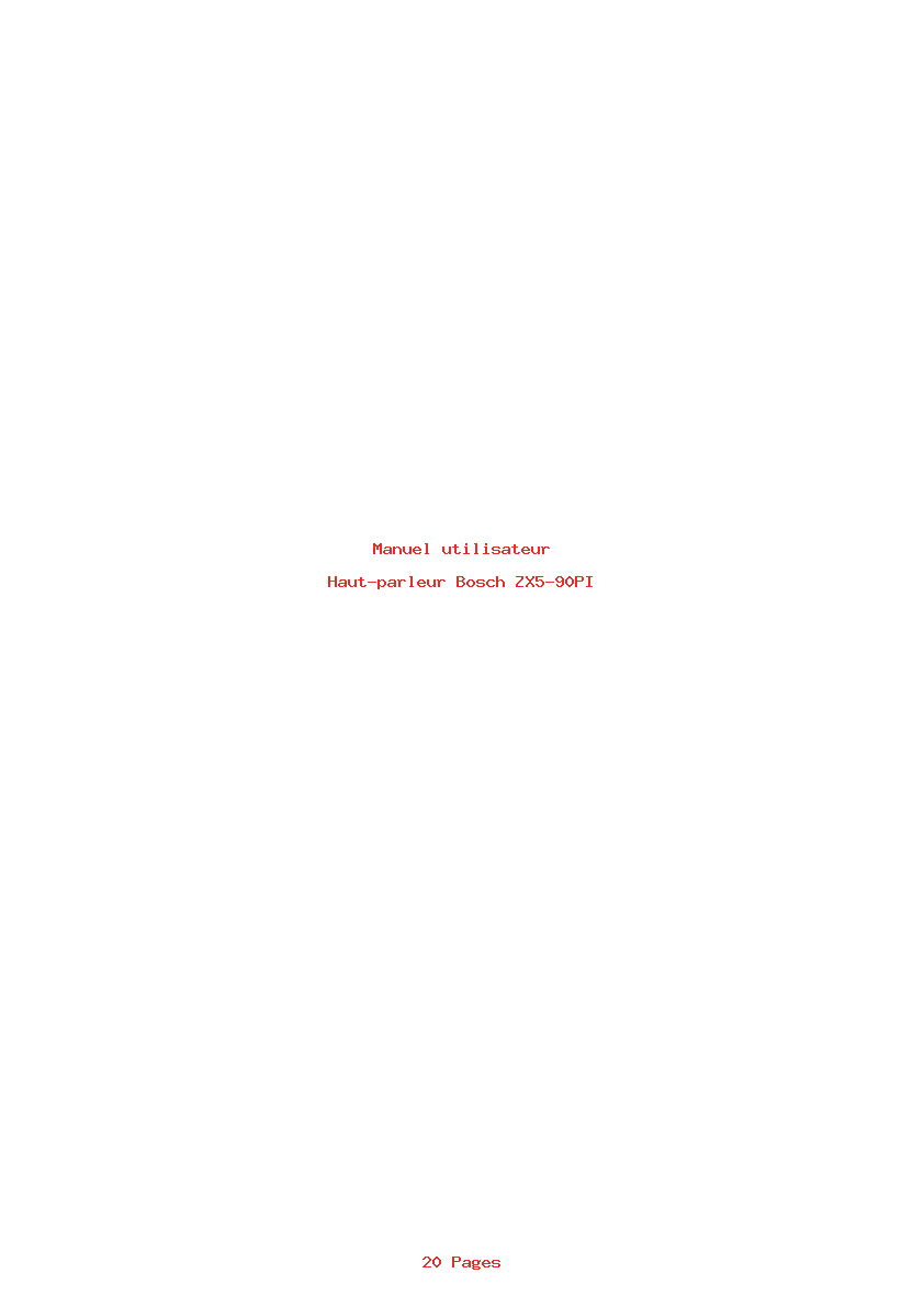 Page 1 de la notice Manuel utilisateur Bosch ZX5-90PI