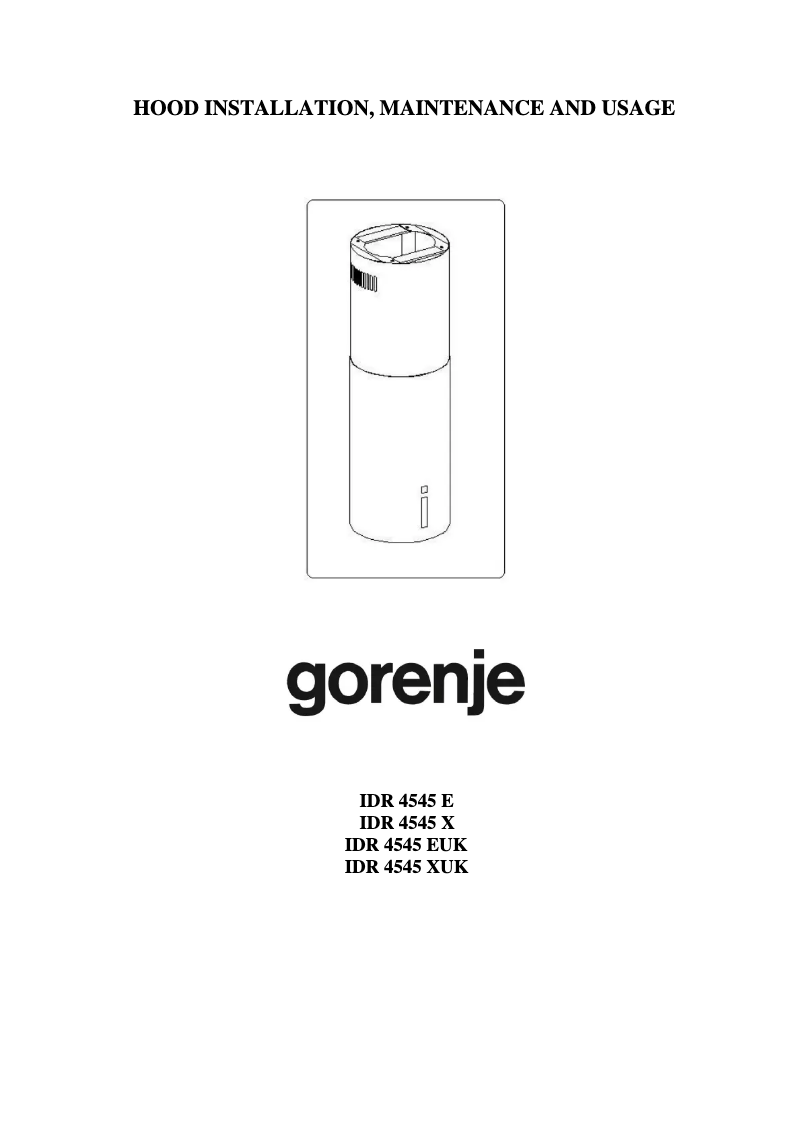 Page 1 de la notice Guide d'installation Gorenje IDR4545E