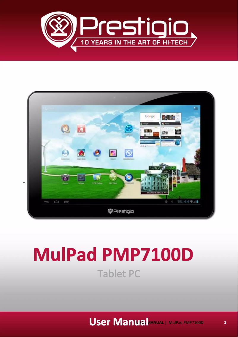 Page 1 de la notice Manuel utilisateur Prestigio MultiPad PMP7100D