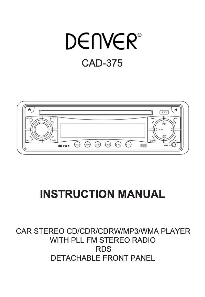 Page 1 de la notice Manuel utilisateur Denver CAD-375