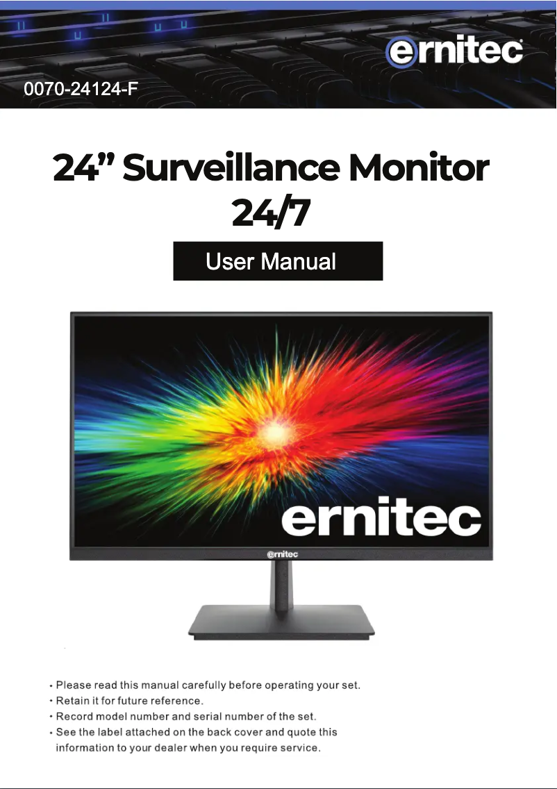 Page 1 de la notice Manuel utilisateur Ernitec 0070-24124-F