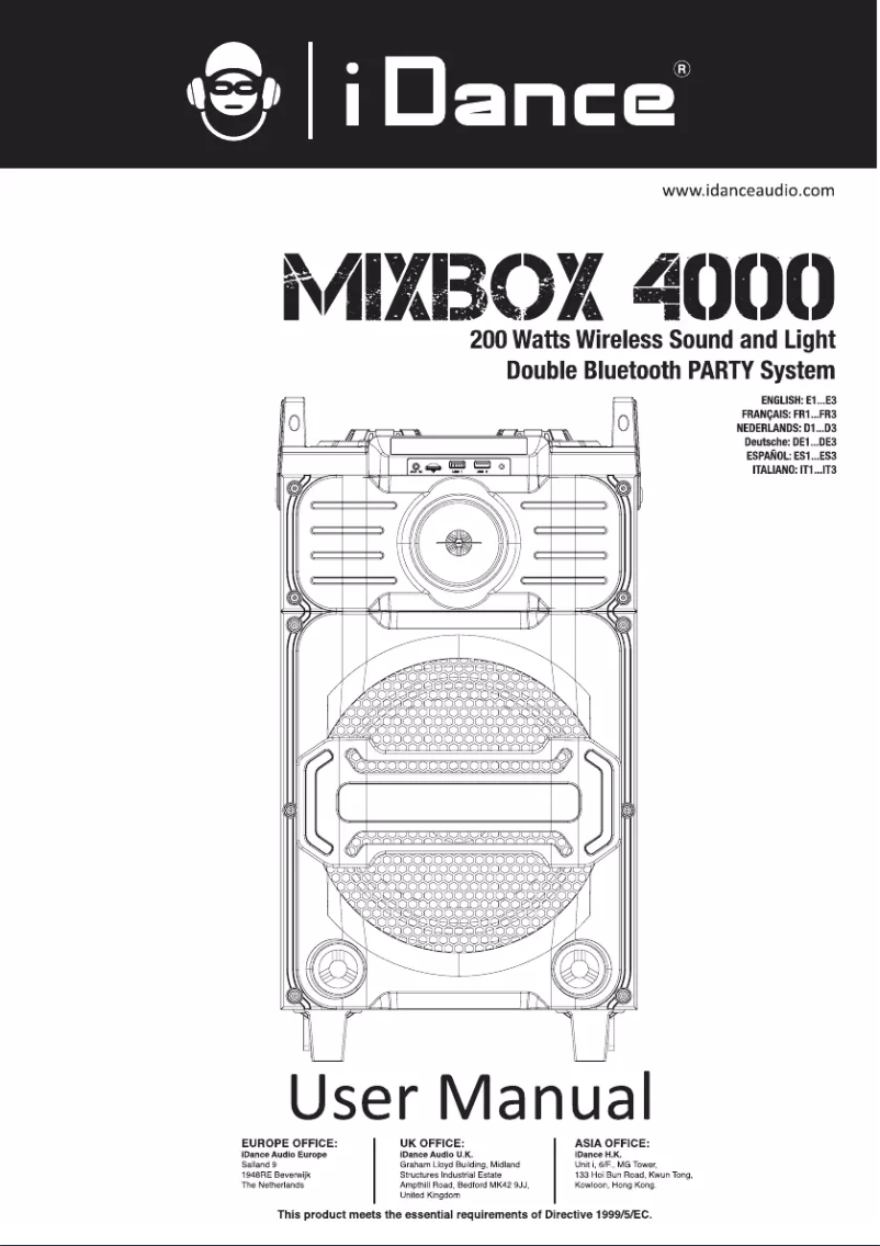 Page 1 de la notice Manuel utilisateur iDance Mixbox 4000