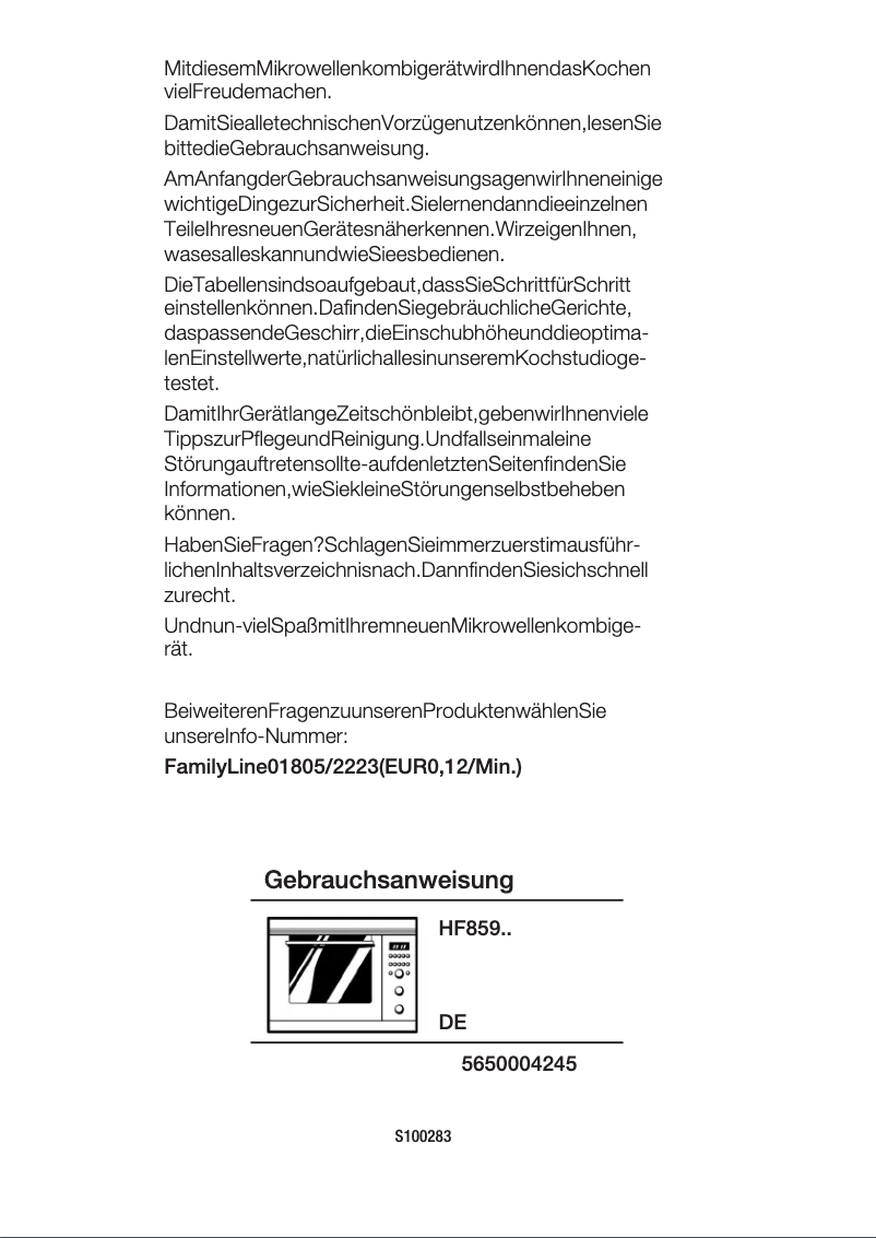 Page 1 de la notice Manuel utilisateur Siemens HF85971