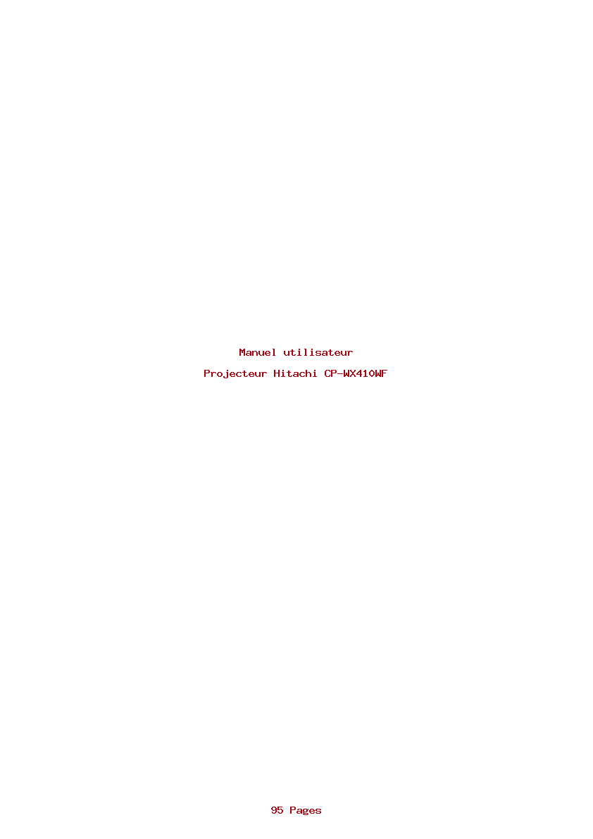 Page 1 de la notice Manuel utilisateur Hitachi CP-WX410WF