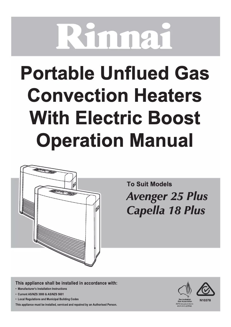 Page 1 de la notice Manuel utilisateur Rinnai Avenger 25 Plus