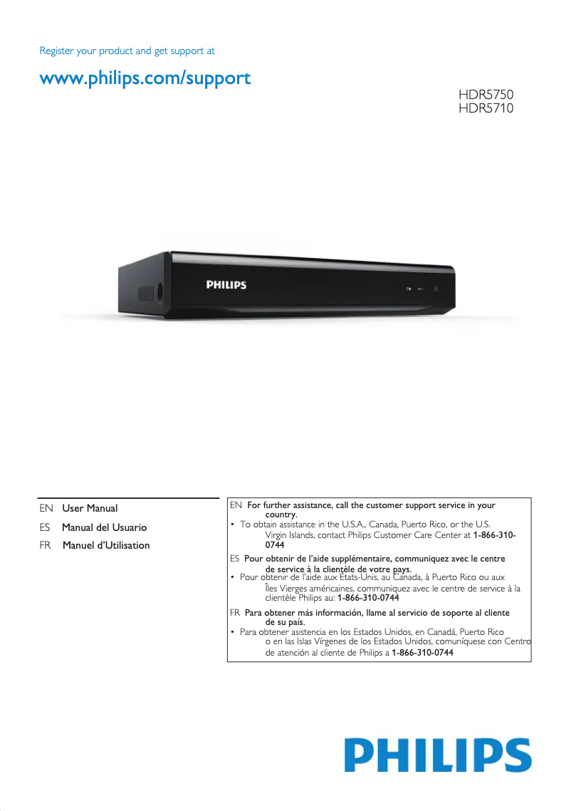 Page 1 de la notice Manuel utilisateur Philips HDR5710