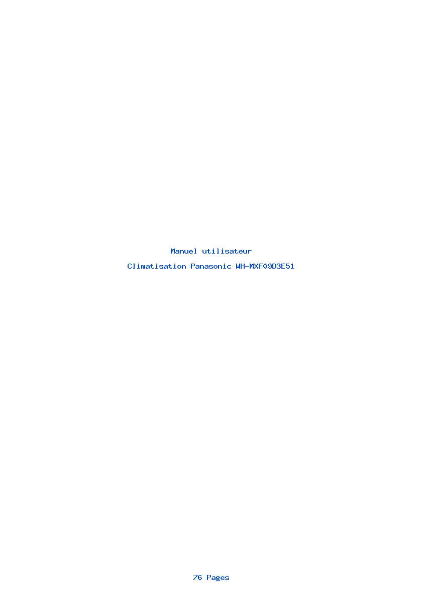 Page 1 de la notice Manuel utilisateur Panasonic WH-MXF09D3E51