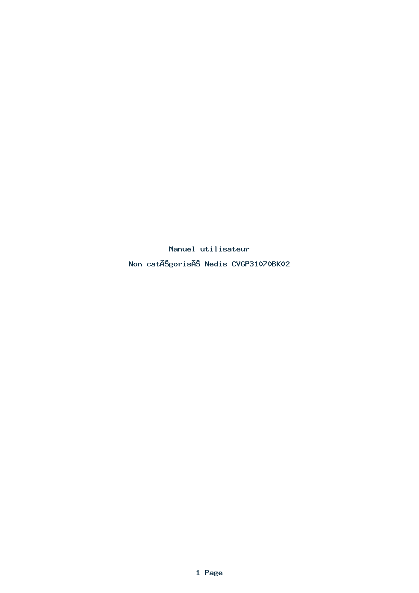 Page 1 de la notice Manuel utilisateur Nedis CVGP31070BK02