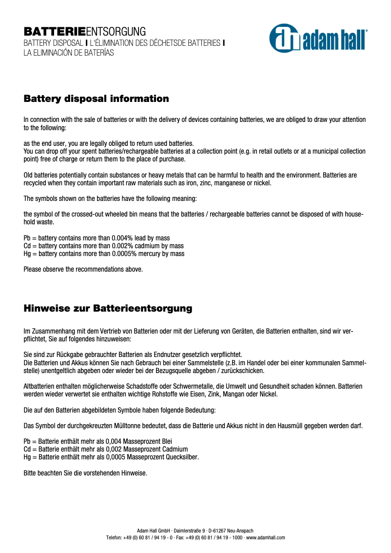 Página 1 del manual Ficha técnica LD Systems MEI 1000 G2