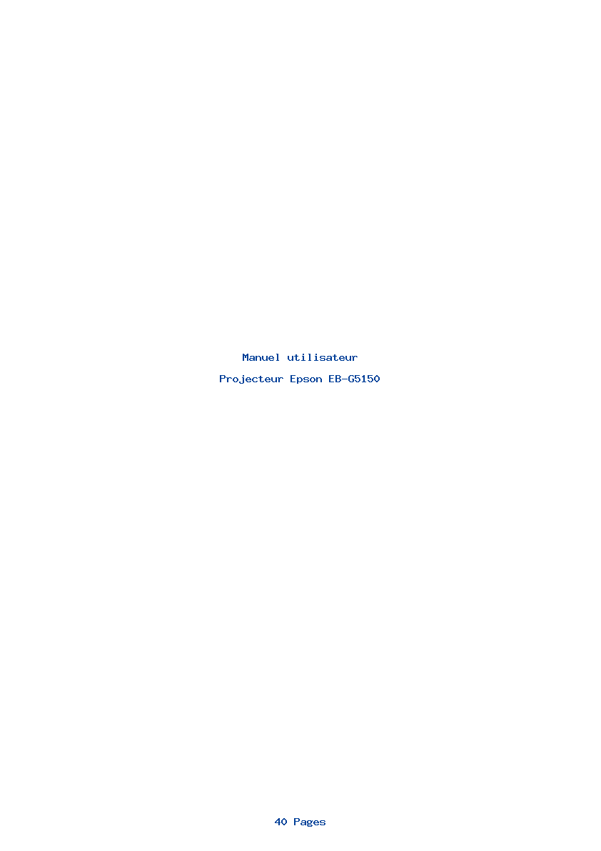 Page 1 de la notice Manuel utilisateur Epson EB-G5150