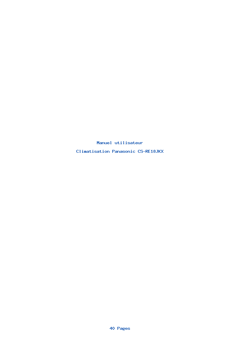 Page 1 de la notice Manuel utilisateur Panasonic CS-RE18JKX