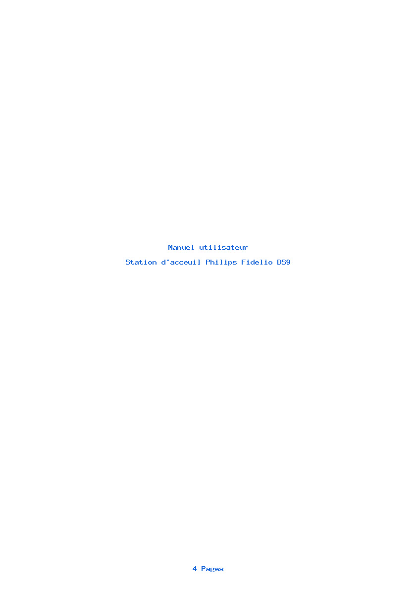 Page 1 de la notice Manuel utilisateur Philips Fidelio DS9