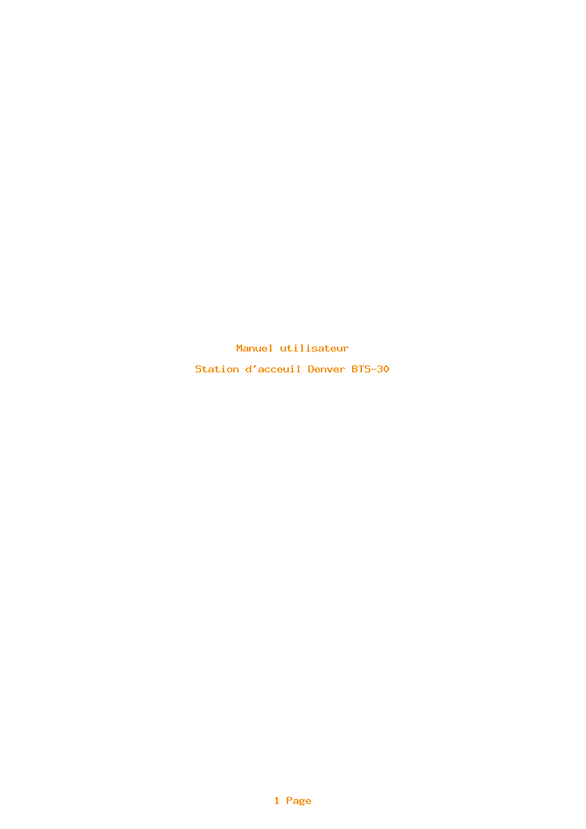Page 1 de la notice Manuel utilisateur Denver BTS-30
