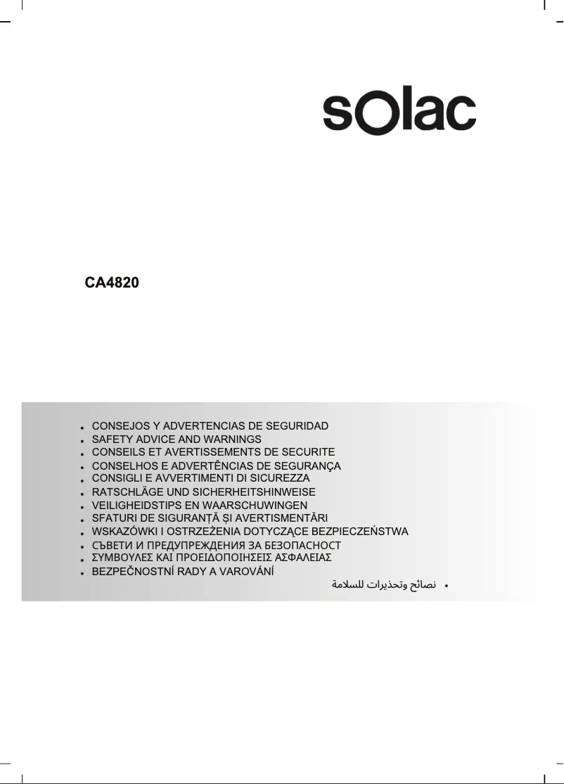 Page 1 de la notice Instructions de sécurité Solac CA4820