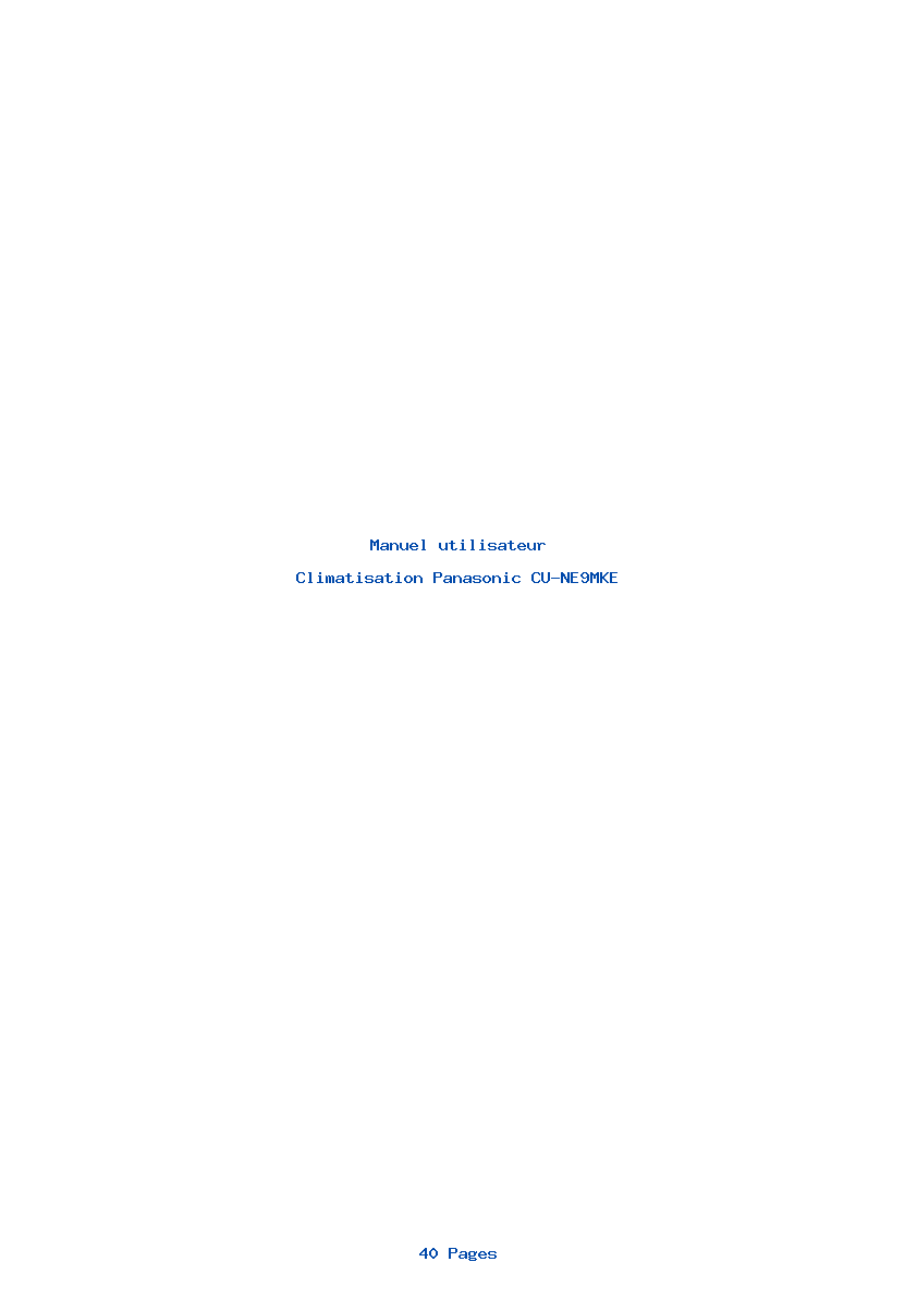 Page 1 de la notice Manuel utilisateur Panasonic CU-NE9MKE