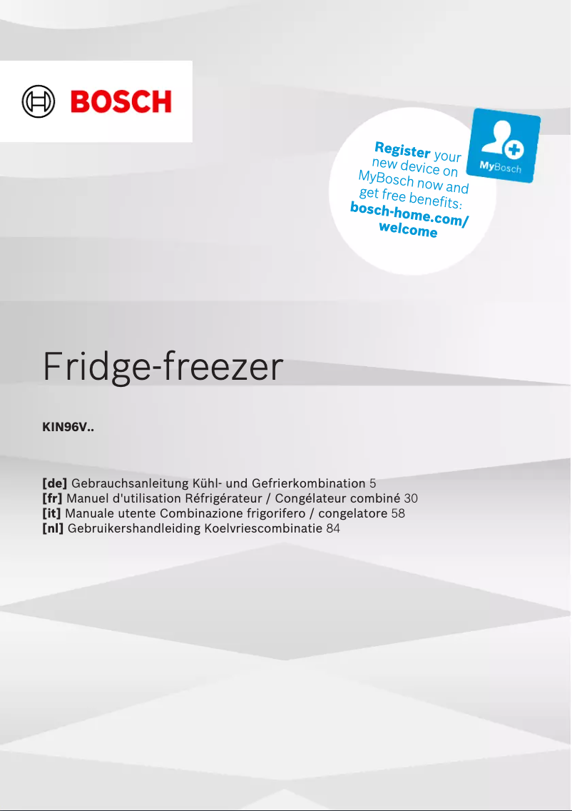 Page 1 de la notice Manuel utilisateur Bosch KIN96SFD0