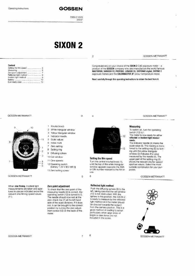 Page 1 de la notice Manuel utilisateur Gossen SIXON 2