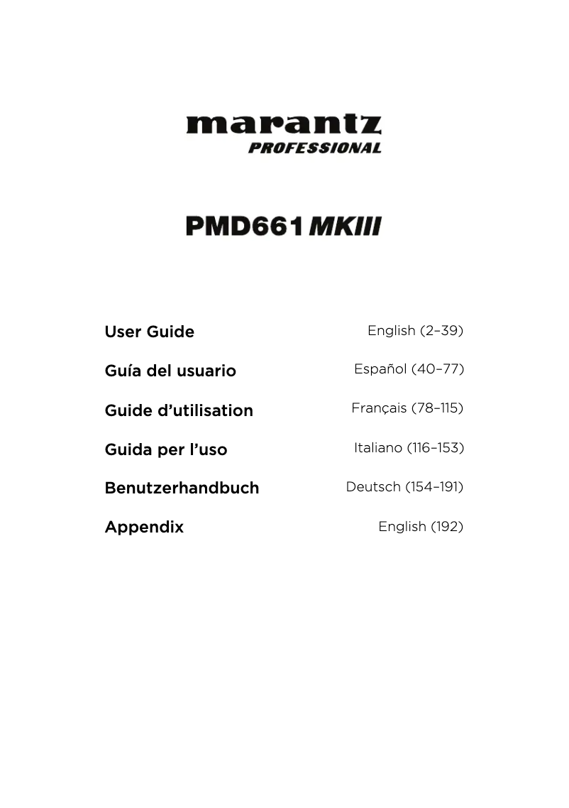 Page 1 de la notice Manuel utilisateur Marantz PMD661MKIII