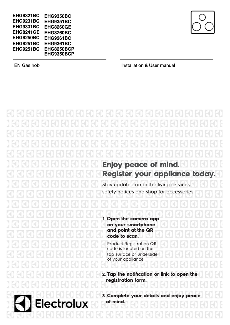 Page 1 de la notice Manuel utilisateur Electrolux EHG9361BC