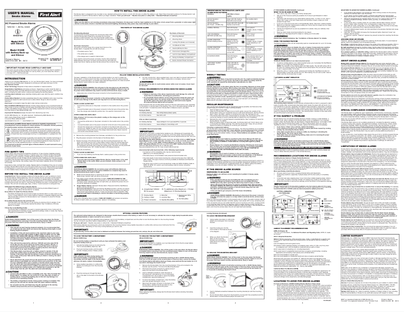 Page 1 de la notice Manuel utilisateur First Alert SA9120BPCN