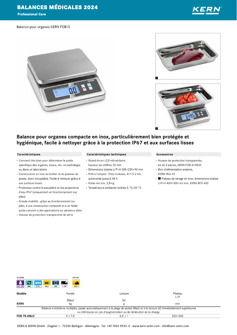 Page 1 de la notice Brochure Kern FOB 7K-4NLO
