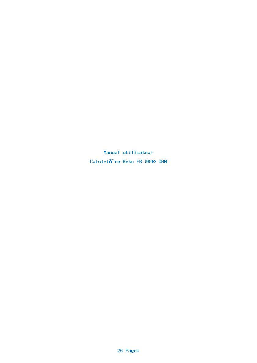 Page 1 de la notice Manuel utilisateur Beko EB 9840 XHN