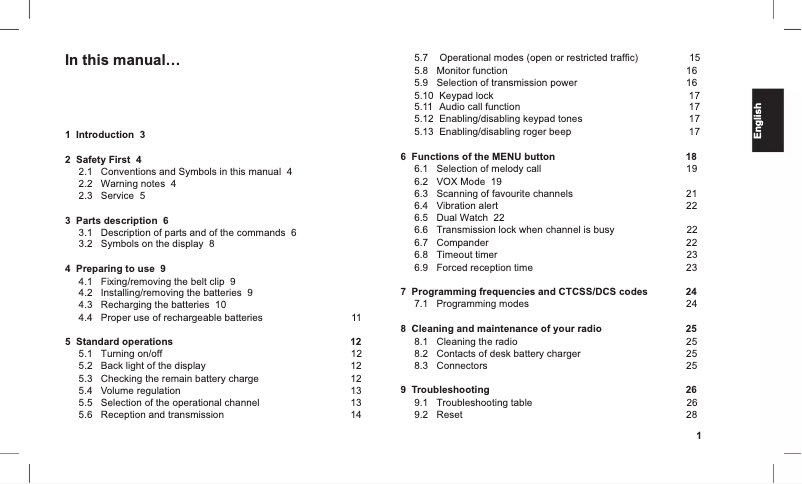 Page 1 de la notice Manuel utilisateur Midland G12