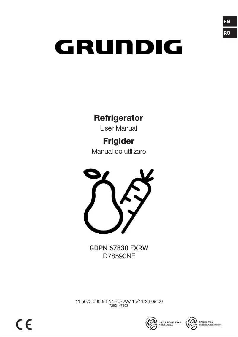 Page 1 de la notice Manuel utilisateur Grundig GDPN 67830 FXRW