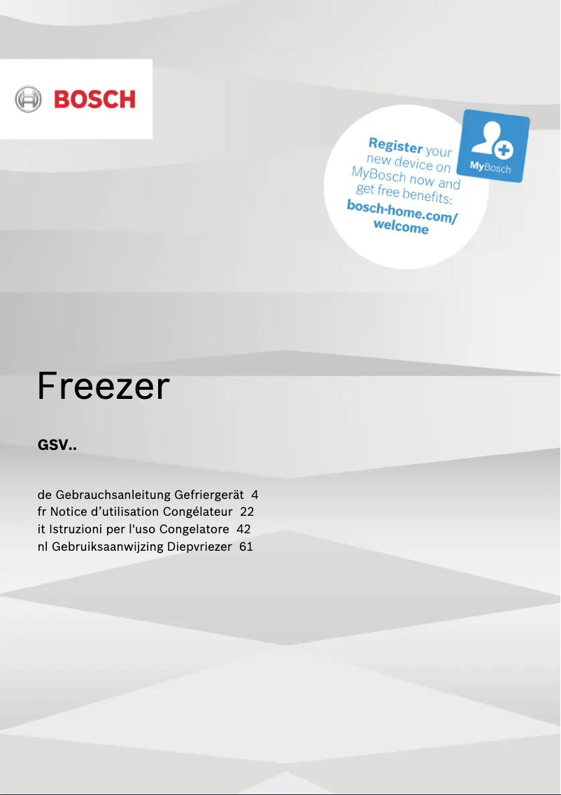 Page 1 de la notice Manuel utilisateur Bosch Serie 4 GSV33VWEV