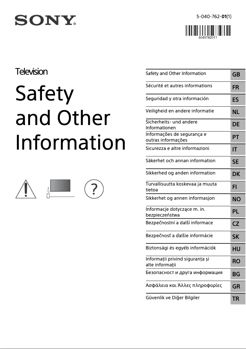 Page 1 de la notice Instructions de sécurité Sony KD-43X73K