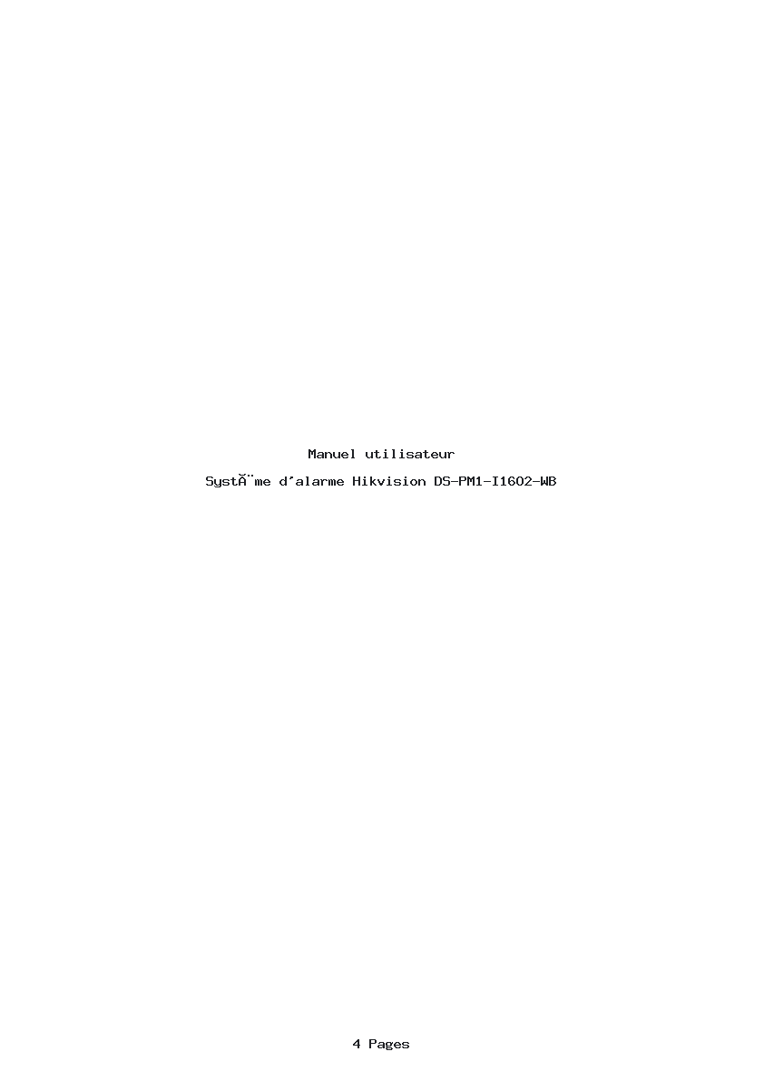 Page 1 de la notice Manuel utilisateur Hikvision DS-PM1-I16O2-WB