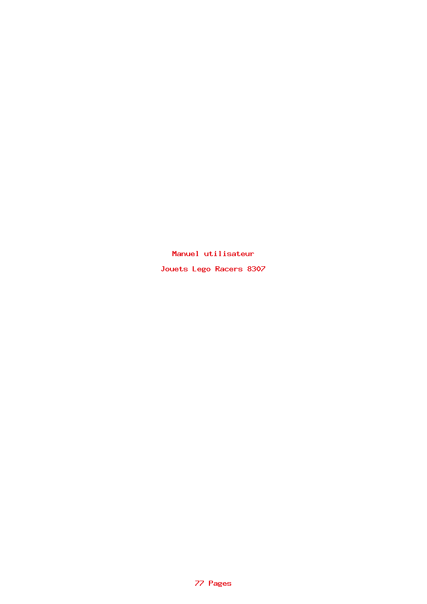 Page 1 de la notice Manuel utilisateur Lego Racers 8307