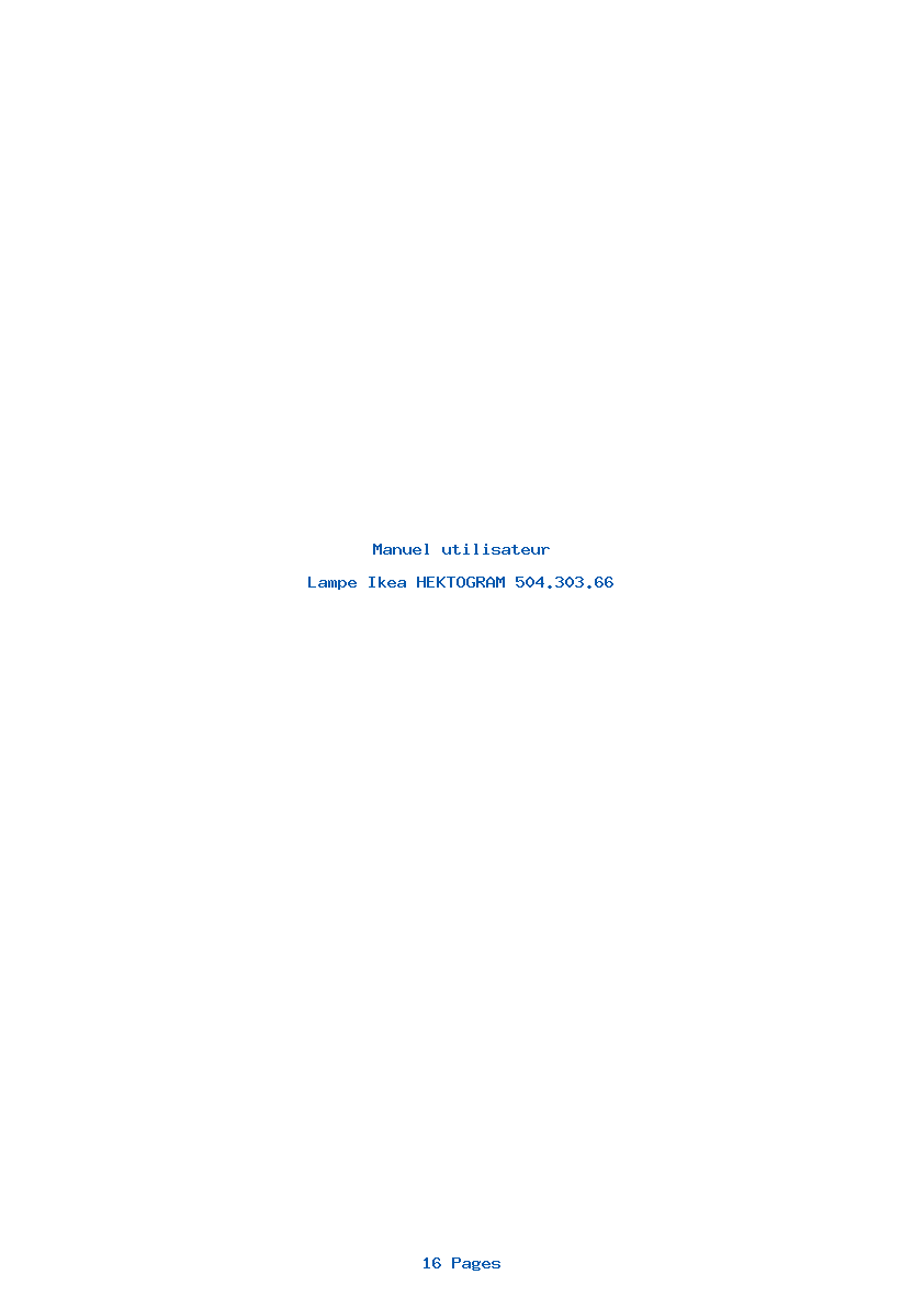 Page 1 de la notice Manuel utilisateur Ikea HEKTOGRAM 504.303.66