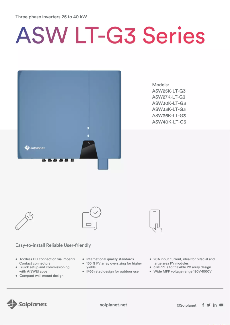 Página 1 del manual Ficha técnica Solplanet ASW4K-LT-G2-Pro