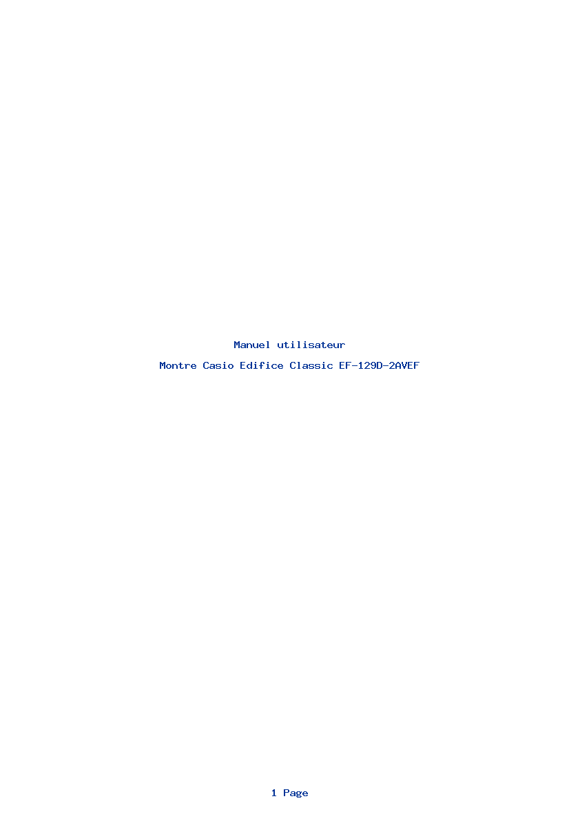 Page 1 de la notice Manuel utilisateur Casio Edifice Classic EF-129D-2AVEF
