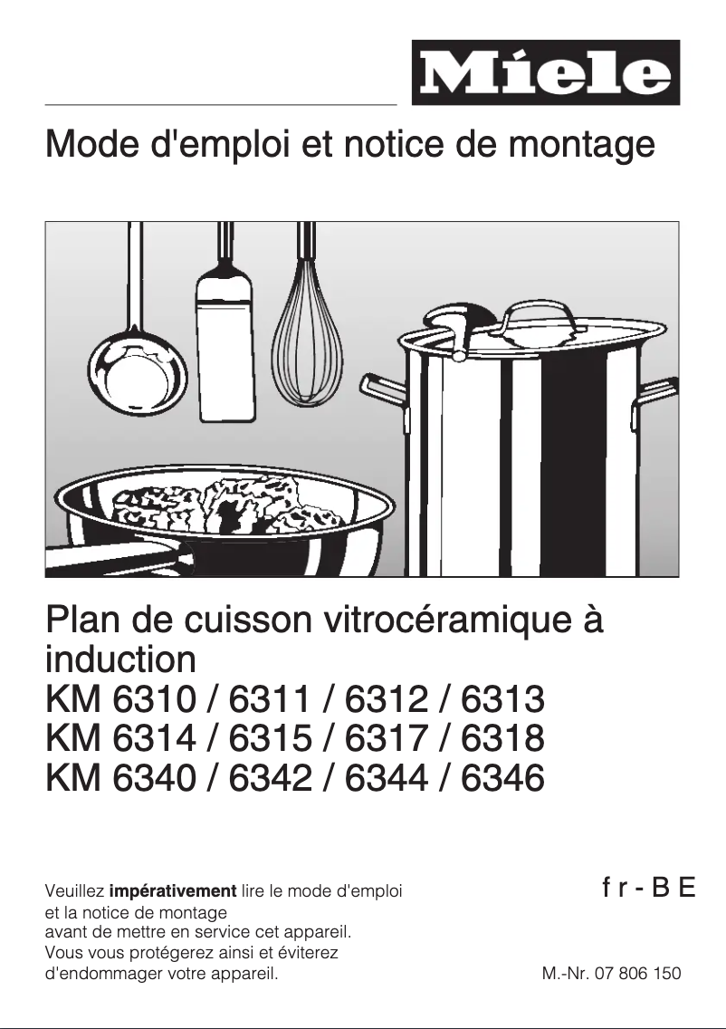 Page 1 de la notice Manuel utilisateur Miele KM 6340