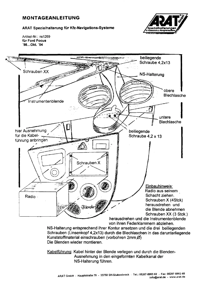 Page 1 de la notice Manuel utilisateur Arat NS1269