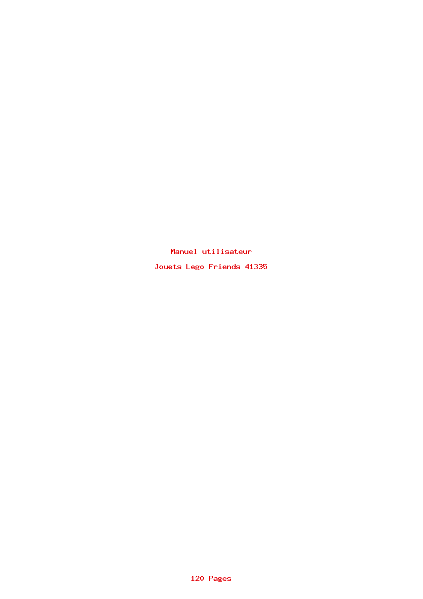 Page 1 de la notice Manuel utilisateur Lego Friends 41335
