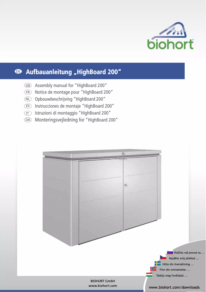 Page 1 de la notice Manuel utilisateur Biohort HighBoard 200