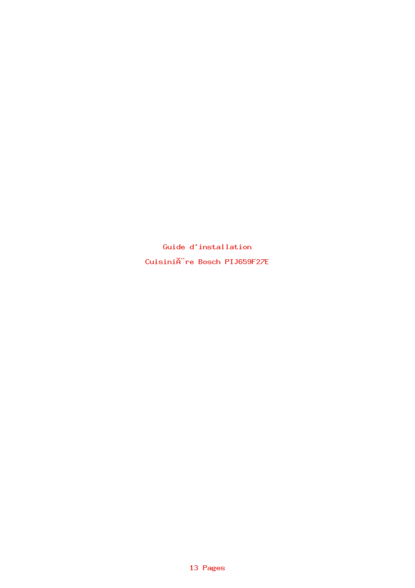 Page 1 de la notice Guide d'installation Bosch PIJ659F27E