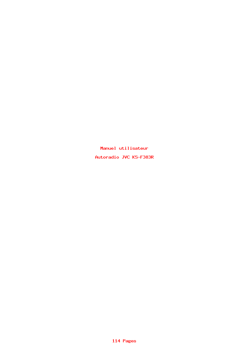 Page 1 de la notice Manuel utilisateur JVC KS-F383R