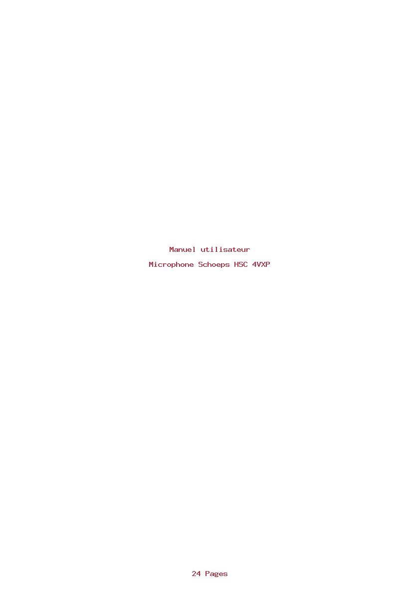 Page 1 de la notice Manuel utilisateur Schoeps HSC 4VXP