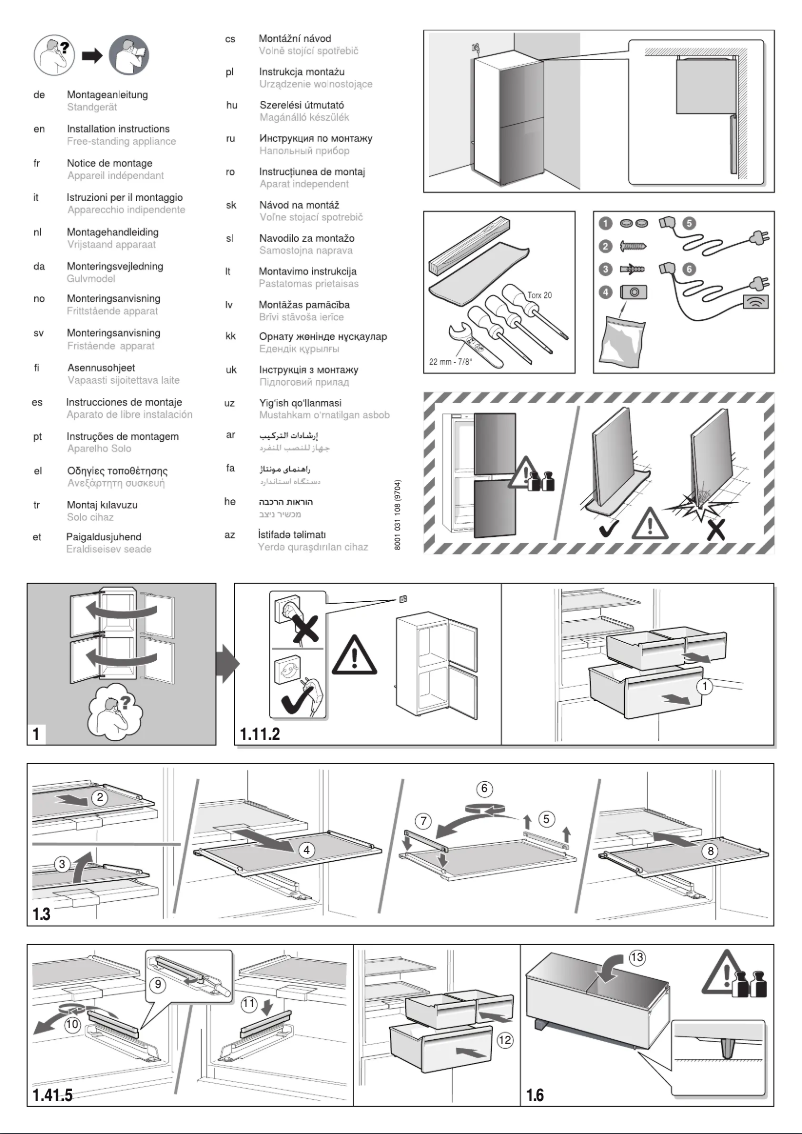 Page 1 de la notice Instructions / montage Profilo BD3056W3LN