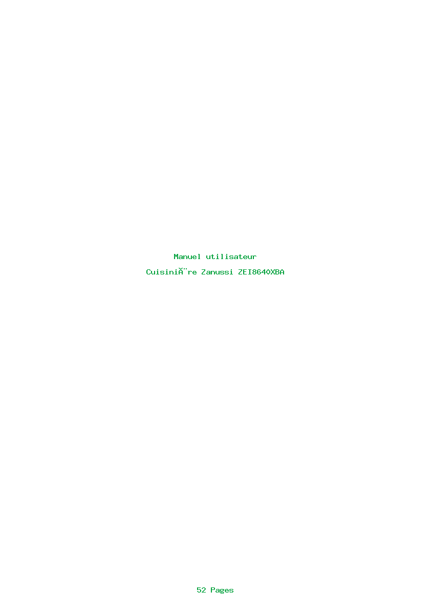 Page 1 de la notice Manuel utilisateur Zanussi ZEI8640XBA